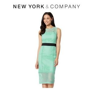 NY & Co. Lace-Mesh Sheath Dress-Mint Green-Sz: 14